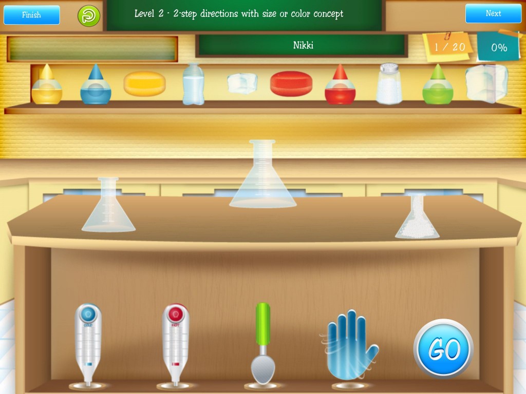 Add salt to the small flask and touch the medium flask.