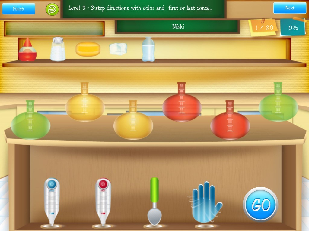 Mix the last green flask, shake the first yellow flask and add salt to the first yellow flask